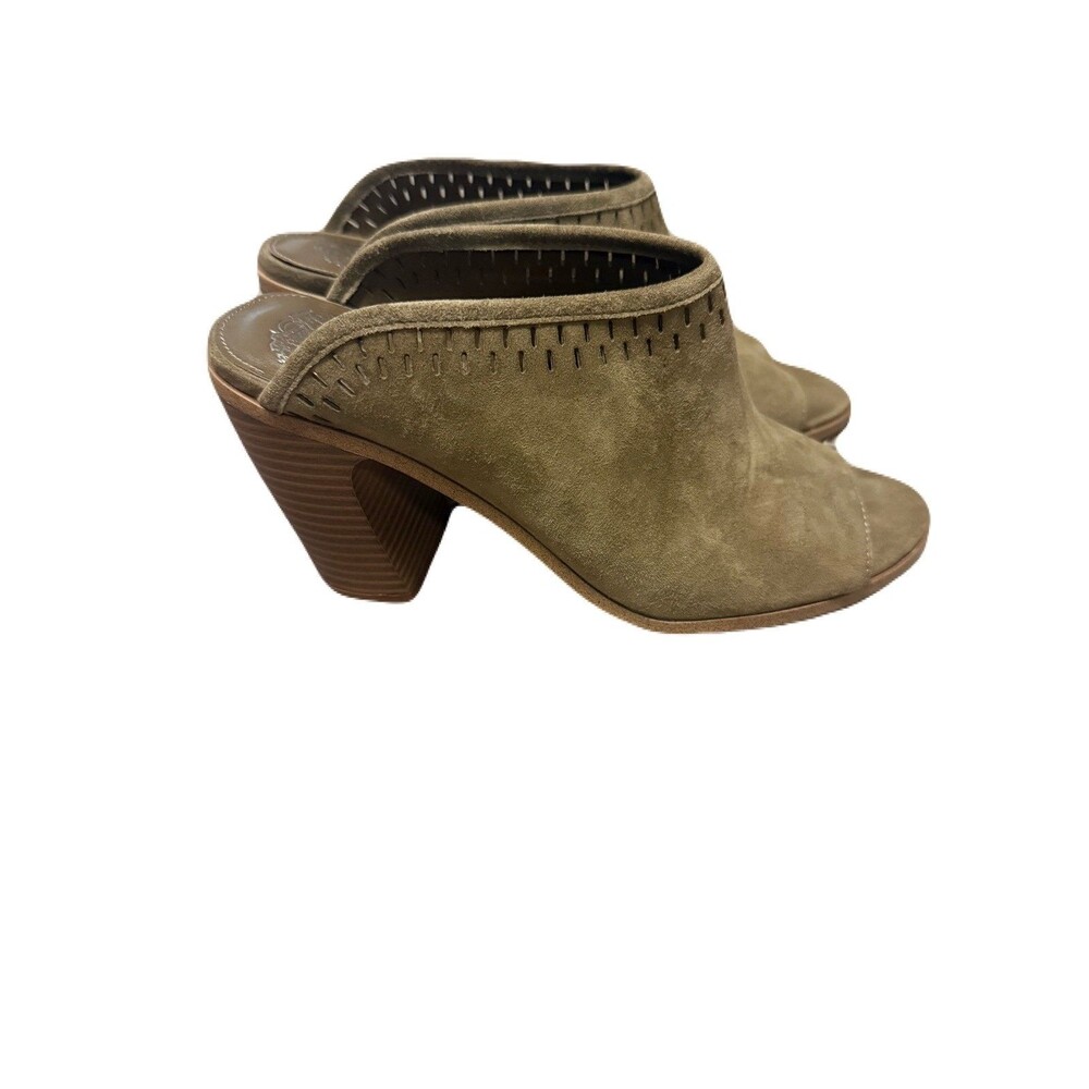 Vince Camuto Suede Peep Toe Booties Heels Brown Size 8.5 NWOB